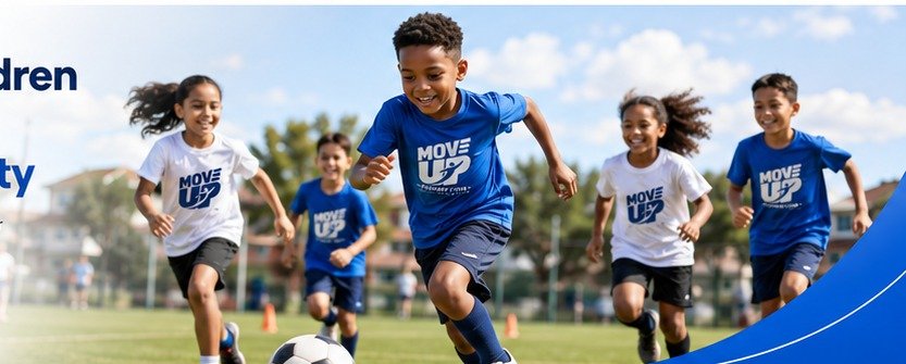Children running and playing sport together
